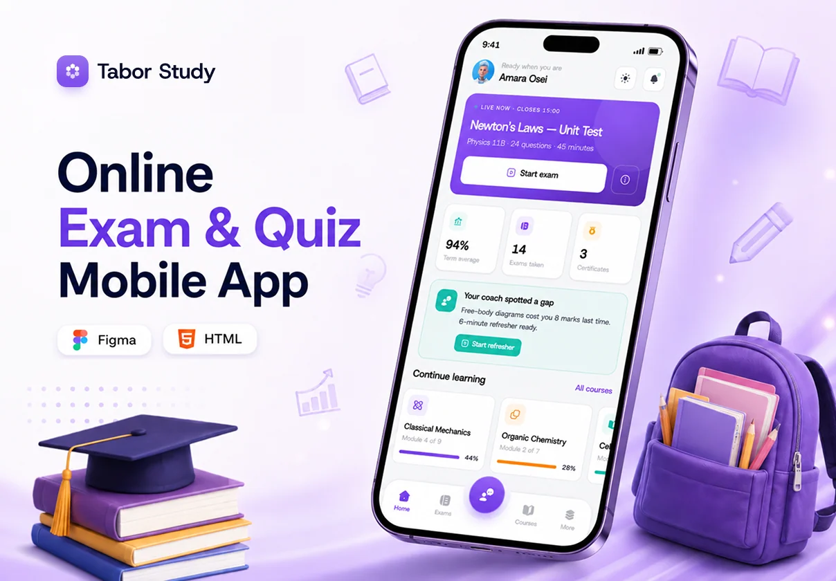 Online Exam & Quiz Learning Mobile App Design